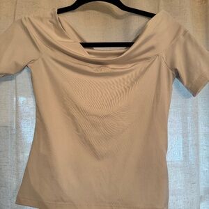 H&M Off the Shoulder Short Sleeve  White Fitted Top